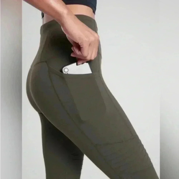 ATHLETA INCLINATION MOTO TIGHT LEGGINGS IN ARBOR OLIVE SIZE 1X - Picture 2 of 7